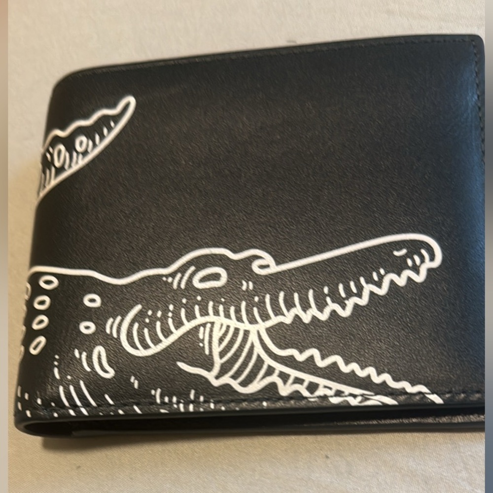 Black Wallet with White Crocodile Design
